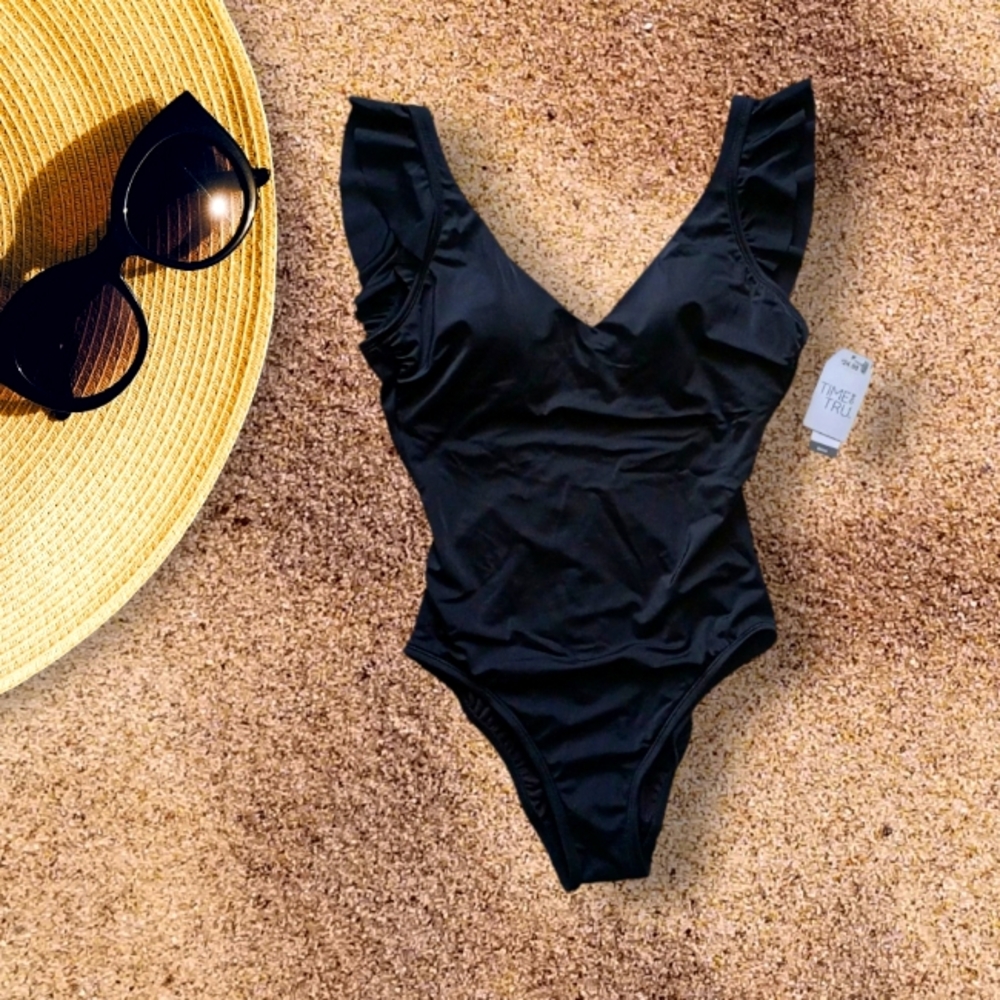 Time & Tru Black One Piece Swimsuit
